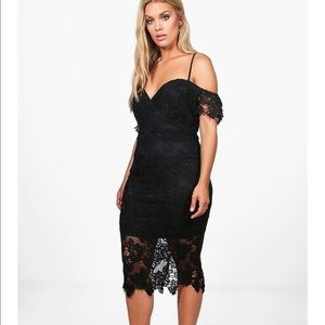 Off the shoulder black lace dress